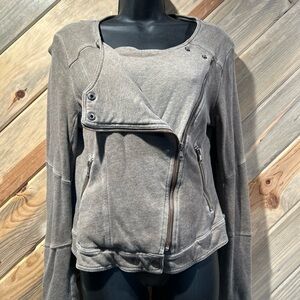 Southwestern Festival Snap Cross Zipper Pocketed Fringe Sweatshirt Moto Jacket